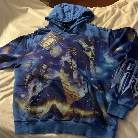 Stray Tops - Stray size sm Blue Pharaoh Graphic Hoodie